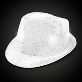 LED White Sequin Fedora Hat